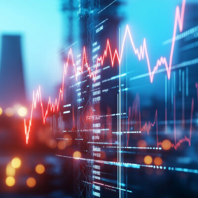 A dynamic bar graph with bright, rising bars illustrating the steady increase in electricity consumption, with a timeline indicating the growing demand for power